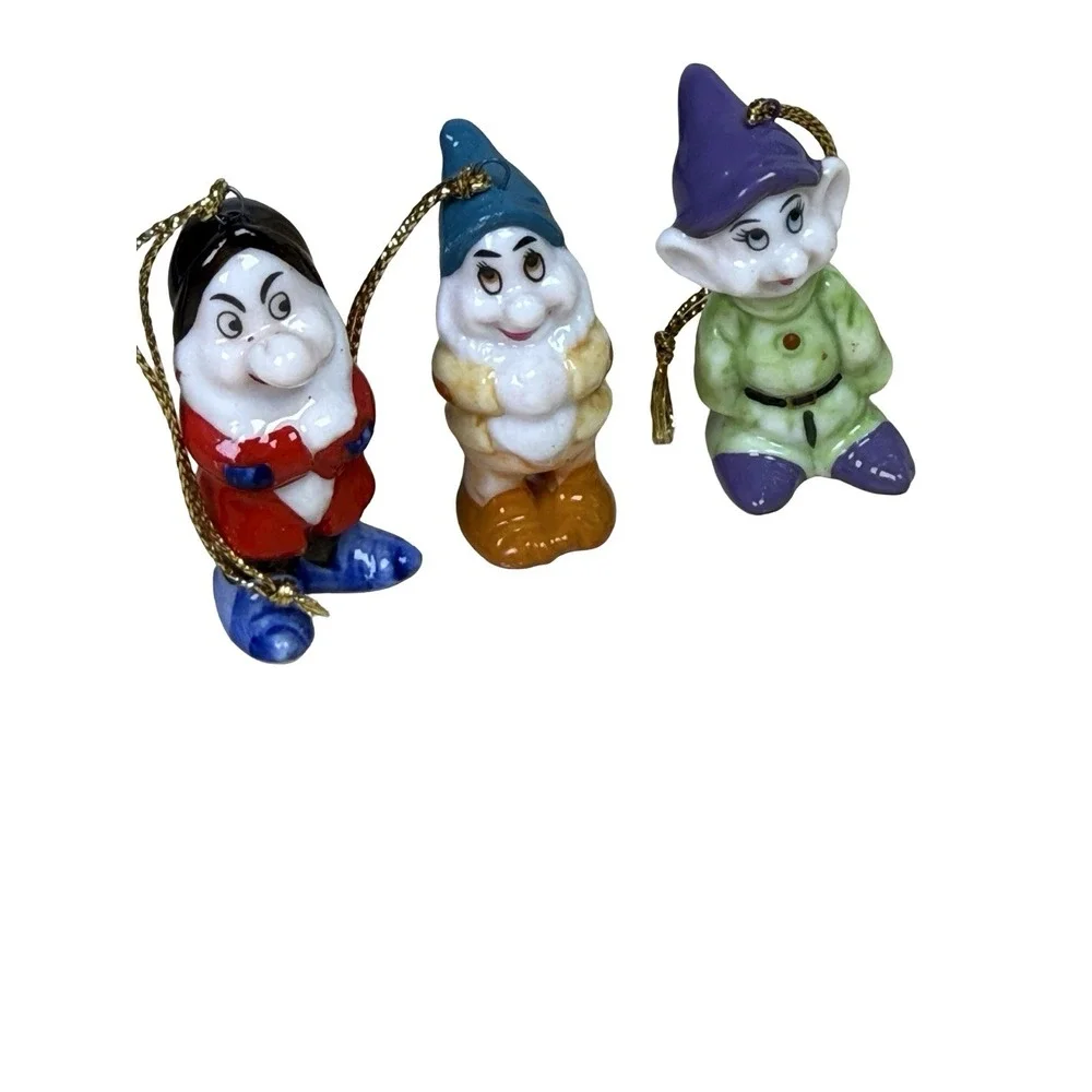 VTG Walt Disney Snow White & The Seven Dwarfs Ceramic Figure/Ornament Set Schmid